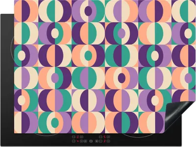 Produktbild von KitchenYeah© Herdabdeckplatte Muster - Geometrie - Retro , 71x52cm, Küche Deko, Glaskeramikkochfeld Herdabdeckung, Abdeckplatte fùr Kochfeld