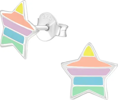 Produktbild von Kinderohrstecker: Mädchen Ohrringe Silber „Stern in Pastell“