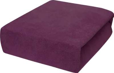 Produktbild von Frottee Spannbettlaken 120x200 cm Pflaume – Bettlaken mit Gummizug aus Baumwolle, Polyester und Elasthan – hautfreundlich, atmungsaktiv, dehnbar