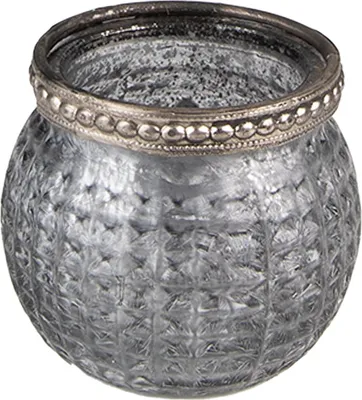 Produktbild von Clayre & Eef 6GL3975 Teelichthalter Ø 6x5 cm Grau Glas Kerzenhalter