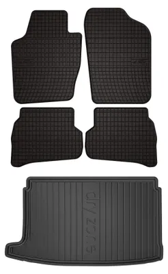 Zdjęcie produktu dla Dywaniki gumowe + mata bagażnika do Volkswagen Polo V 2009-2017 (hatchback, górny poziom podłogi) – czarne, dopasowane – Wielganizator SolidPRO