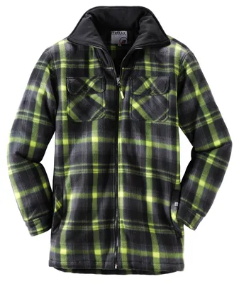 Produktbild von Terrax Workwear Herren Thermohemd mit Reißverschluss - Arbeitsjacke Holzfällerhemd Thermojacke in Schwarz-Limette Größe M