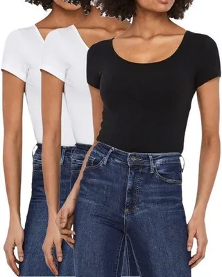 Produktbild von Vero Moda Damen Basic T-Shirts 3er Pack, 1xBlack 2xWhite S