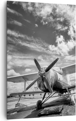 Produktbild von Bild auf Leinwand - Leinwandbild - Einteilig - An-2 Flugzeug Schwarzweiß - 80x120cm - Wand Bild - Wanddeko - Wandbilder - Leinwanddruck - Wanddekoration - Leinwand bilder - Wandbild - PA80x120-4228
