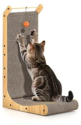 Productafbeelding van Dogat Krabplank voor katten, 48 cm, L-vormig, krabkarton voor katten, duurzaam
