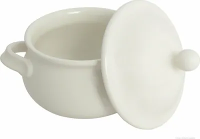 Produktbild von Original Bunzlauer Keramik 750 ml Schmalztopf mit Deckel Ø13 cm, H=15,3 cm,  Design KM creme-weiß