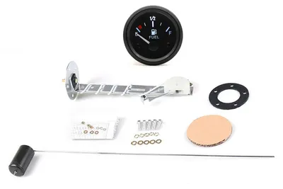 Image de Jauge de niveau de carburant de 2 pouces (52 mm), jauge de réservoir de carburant pour voiture 12 V à aiguille avec anneau rétroéclairé par LED, jauges automobiles avec raccords