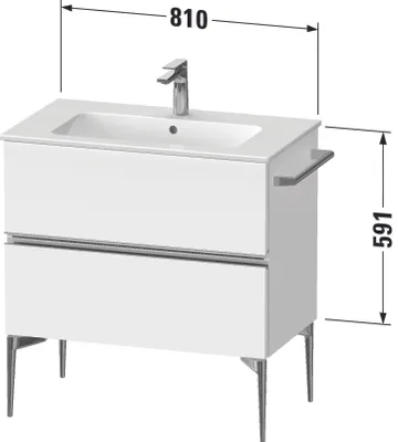 Produktbild von Duravit Sivida Waschtischunterbau, 2 Schubkästen, Griffleiste Diamantschwarz Matt, 810x477x591mm, zu ME by Starck, SV46440BD550000
