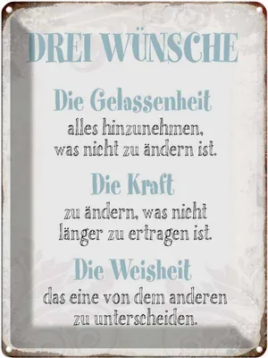 Produktbild von vianmo Blechschild 40x30 cm 3 Wünsche Gelassenheit Kraft Spruch Zitat