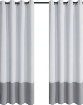 Image de (52 * 94 pouces, or blanc + gris) 2 pièces rideau extérieur imperméable, rideau opaque coupe-vent protection UV rideaux pare-soleil