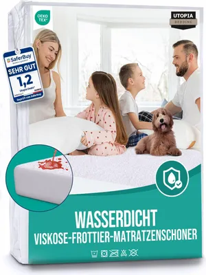 Produktbild von Utopia Bedding Matratzenschoner 90 x 200 30 cm Wasserdicht, Viskose, , Spannbetttuch, Matratzenbezug, Atmungsaktiv, Rundum
