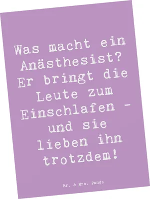Produktbild von Mr. & Mrs. Panda Postkarte Spruch Anästhesist Schlafprofi - Lavendeltraum - Geschenk, Grußkarte, Geschenke für Berufstätige, Beruf, Berufsliebe, personalisierte