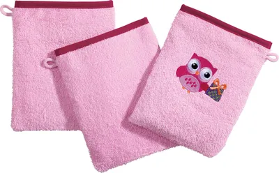 Produktbild von Erwin Müller Kinder-Waschhandschuh 3er-Pack rosa 15x21 cm
