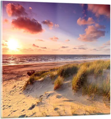 Produktbild von Bilder auf glas - Meer Strand Düne - 70x70cm - Glasbilder - Wandbilder - Kunstdruck - zum Aufhängen bereit - Wanddekoration aus Glas - Glas Bilder - Wandbild auf Glas - Einteilig - GAC70x70-3540