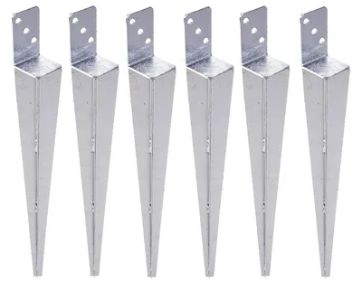 Produktbild von Set Pfostenträger 60x600 mm Einschlaghülse L-Form feuerverzinkt Bodenhülse 6 Stück