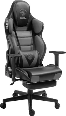 Produktbild von Chair Racing Chefsessel mit Sportsitz und ergonomsichen 4D-Armlehnen Schreibtischstuhl Drehstuhl,Farbe:Dunkelgrau / Hellgrau