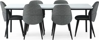 Produktbild von *Esszimmer Gruppe Esstisch Stühle  Tisch Holz Set 7tlg Grau Modern Set