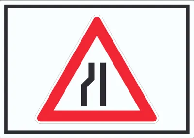 Produktbild von Aufkleber Achtung Verengte Fahrbahn links Symbol A6 (105x148mm)