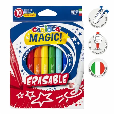 Immagine prodotto di Pennarelli magici cancellabili Carioca, 10 pz, colori assortiti