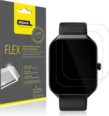 Produktbild von 2x Schutzfolie für EMAVO SMW5 1.96 Zoll Folie, 100% Displayabdeckung, dipos Flex