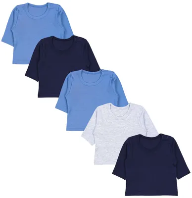 Produktbild von TupTam Baby Jungen Langarmshirt Gestreift 5er Set, Farbe: Blau Grau Mix Uni, Größe: 92