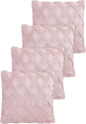 Produktbild von 4er Set Dekorative Kissenbezüge aus kuschelig weichem Teddy-Fleece 45x45 cm