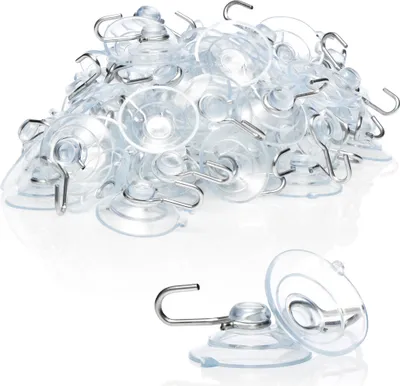 Produktbild von com-four® 80x Saugnapf - Universal Saugnapfhalter mit Metallhaken - Saugnäpfe zum Aufhängen von Lichterketten, Handtüchern, Dekorationen