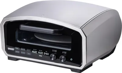 Immagine prodotto di Unold 68916 Forno per pizza Enzo elettrico a pietra rotante circa 500 °C, 6 programmi, per interni ed esterni, incl. buccia e pietra per pizza, 2100 W