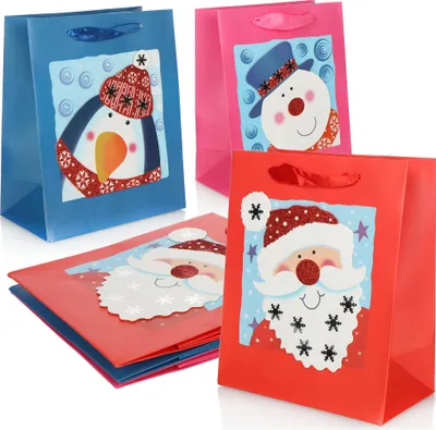 Produktbild von COM-FOUR® 6x Geschenktüte für Weihnachten, Nikolaus und Advent - Geschenktasche mit Weihnachtsmotiv - Geschenkbeutel Set