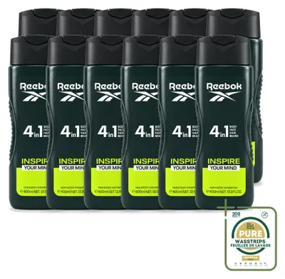 Produktbild von 12 x Reebok Inspire Your Mind 4-in-1 Duschgel - 400 ml - Vorratspackung - 12 Stücke
