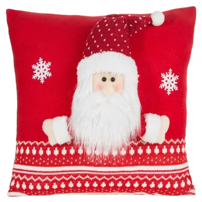 Produktbild von Dekorativer Kissenbezug Sofakissen SANTA Weihnachten 3 40x40 cm rot