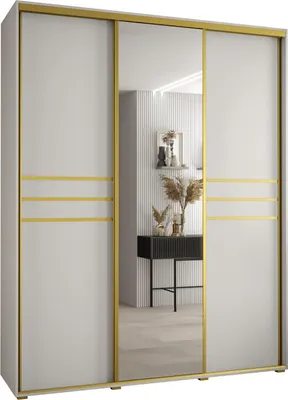 Produktbild von MEBLE KRYSPOL Davos 11 Schrank, drei Türen - 235,2x190x60 cm - Weiß Weiß Gold