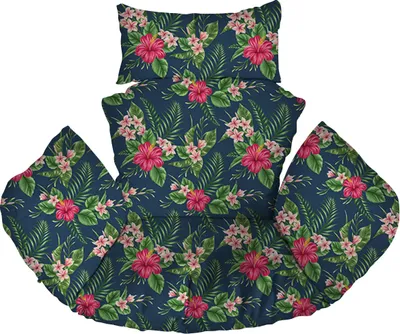 Produktbild von Hängesessel Kissen, Polster, Auflage für Polyrattan / Rattan Hängeschaukel, Hängekorb, Schaukel Korb, Rückenkissen Palm Blumen [114]