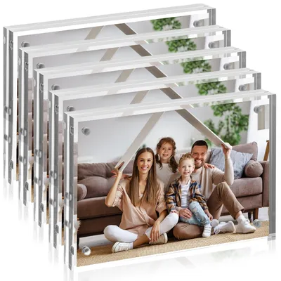 Image de Cadres photo 10 x 15 cm - Lot de 5 - Acrylique - Cadres photo magnétiques - Affichage clair des photos - Design transparent - Cadres photo