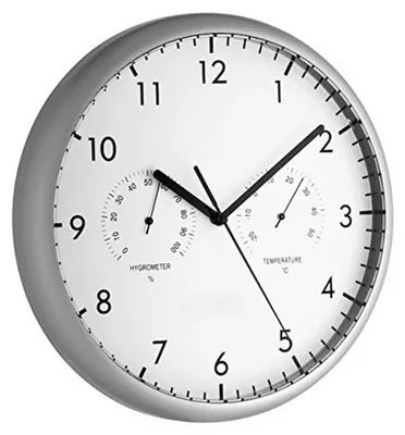 Wandklok mit Thermometer & Hygrometer, 26,5 cm Ø, Kunststoff