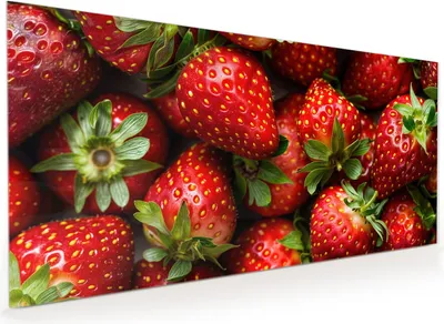 Produktbild von Küchenrückwand Spritzschutz Glas mit Motiv Frische Erdbeeren 40 x 40 cm