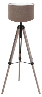 Obrázok produktu pre Mexlite - lampa stojaca - Triek - čierna - drevo ľan - Ø 75cm - E27 - 4099ZW