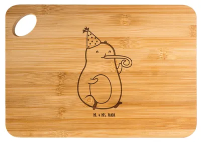 Produktbild von Mr. & Mrs. Panda Frühstücksbrettchen Avocado Feier - Transparent - Geschenk, Party, Geburtstag, Frühstücksbrett, Brett, Fete, Tröte, holzschneidebrett, Schneidebrett