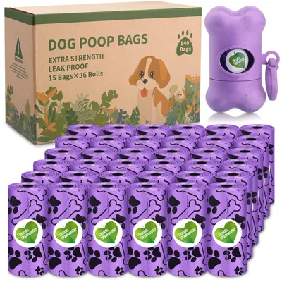 Imagen del producto de Bolsas para recoger excrementos de perros, 540 unidades, 36 rollos, con cierre hermético, para la higiene canina