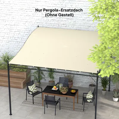 Produktbild von Ersatzdach Pergola 2,5x3m, Pergoladach Baldachin, Polyester PolyurethanBeschichtung UV30+, Beige | 297 x 243 cm | 220 g/m² | 8 Abflusslöcher