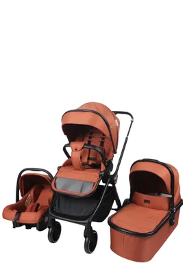 Produktbild von 3-in-1 Kinderwagen-Set (orangebraun) stabil komfortable und sicher