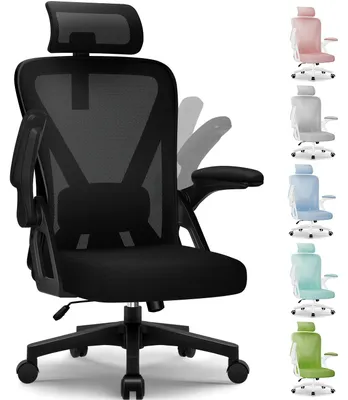 Obrázek produktu pro Ergonomická kancelářská židle s bederní opěrkou a opěrkou hlavy – Sklápěcí područky