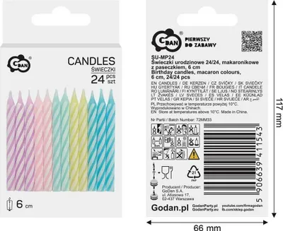 Produktbild von Makronen-Geburtstagskerzen, 6 cm, 24 Stück – Godan