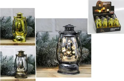 Zdjęcie produktu dla lampion, latarnia ozdobna świąteczna plastikowa led mix kolor 13x6 cm AE-7129