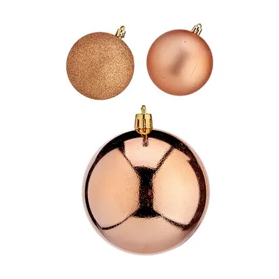 Produktbild von Weihnachtskugeln-Set Kupfer Kunststoff 8 x 9 x 8 cm (24 Stück)