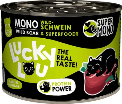 Produktbild von Lucky Lou SuperMono Wildschwein Katzenfutter Katzennassfutter Nassfutter Katze monoprotein