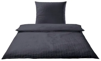 Produktbild von Elegante Seersucker Bettwäsche-Garnitur Chelsea 7013 Größe 40x80 155x200 cm Farbe Anthrazit