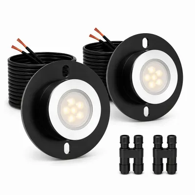 Produktbild von 2er Set LED Unterwasserleuchten, 3W 3000K Warmweiß Teichbeleuchtung, wasserfeste Gartenleuchten als Bodenstrahler für Teich, Brunnen und Wasserfall