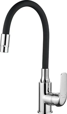 Produktbild von BADLAND Küchenarmatur Wasserhahn ELZA Küchenmischer mit flexiblen 2-Funktionen Auslauf für Küche in Chrom-Schwarz