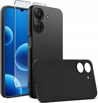 Zdjęcie produktu dla Etui Czarne Matowe Silikon Slim do Xiaomi Redmi 13C | Poco C65 + SZKŁO 9H